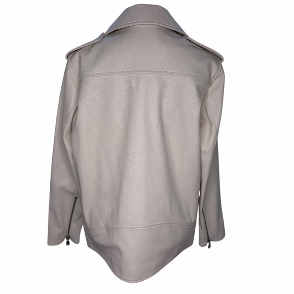 Women's Cream Leather Jacket Size 4 - Picture 3 of 11